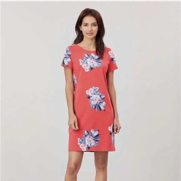 Pair of Joules Women’s Riviera Print Dresses - Floral Red & Blue Stripe Floral - Picture 2 of 11